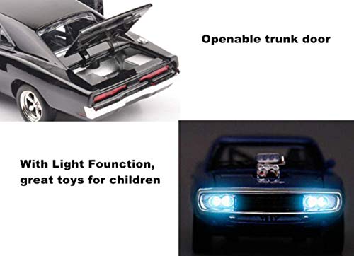 Image of Alloy Car Model Diecasts Metal Toy with Sound /Light /Pull-Back Off-Road Vehicles Car Model Collection Kids Toys Gift Multicolor Pack of 1 (1:32 Dodge Charger Black)