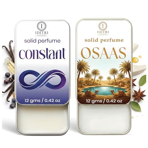 Image of Solid Perfume |Osaas&Constant Alcohol Free Wax Perfume Balm, Long Lasting | Pocket Tin 12g, Pack Of 2| Non Greasy Smooth Glide, Travel Friendly Men And Women