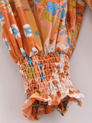 Robe d'été en rayonne orange avec imprimé à l'eau et coupe ample fluide - 5
