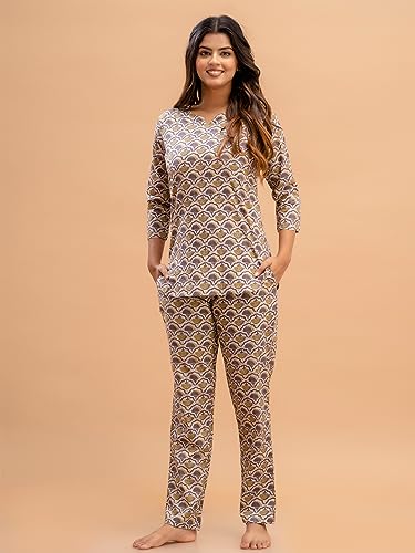 Image of feranoid Women Full Sleeves Cotton Nightsuits