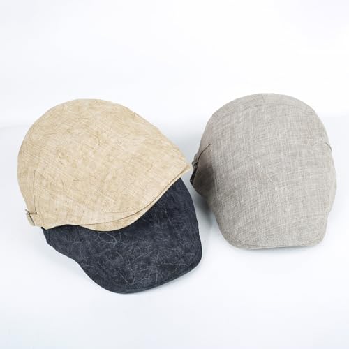 Image of 3Pcs Men's Newsboy Caps Cotton Cooling Hat Adjustable Flat Cap for Men