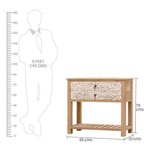 Image of The Attic Jodhpur Console Table, Console Table for Living Room Foyer, Natural + White Matte Finish