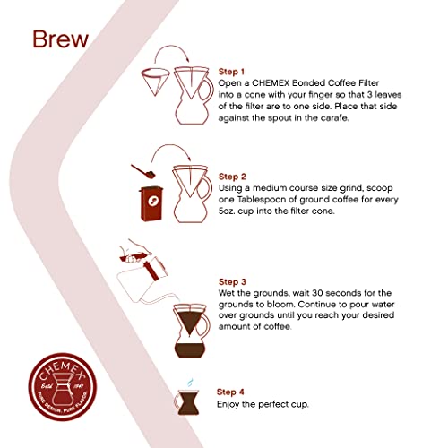 Chemex Pour-Over-Kaffeemaschine aus Glas – Serie mit Glasgriff – 8 Tassen – Exklusive Verpackung – Bild 6