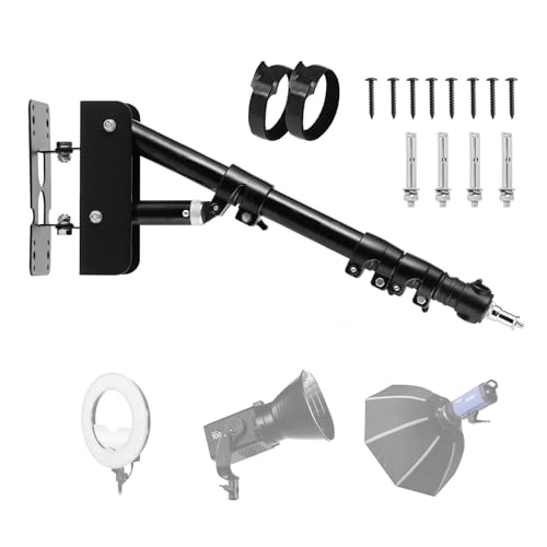 SITTO Ring Light Wall Mount 43inch/110cm, Triangle Boom Arm for Barbershop, Beauty Salon, Live Streaming, Tattoo, Photography Studio, Support 180° Rotation