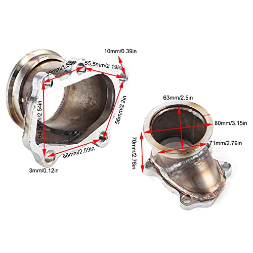 Flangia del Tubo di Scarico del Turbo, Adattatore in Acciaio Inossidabile a 5 Bulloni da 2,5 Pollici Flangia del Tubo di Scarico del Turbo Adatta per Alloggiamenti delle Turbine GT25 GT28 T25 T28