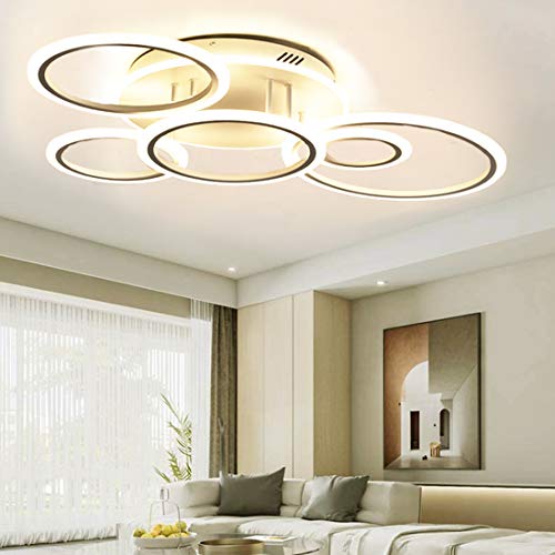 Modern Led Ceiling Light Fixture for Living Room Bedroom Dimmable Close to Ceiling Light Fixture with Remote 69W Modern Ceiling Lamps 6Rings Flush Mount Lighting Fixture Ceiling