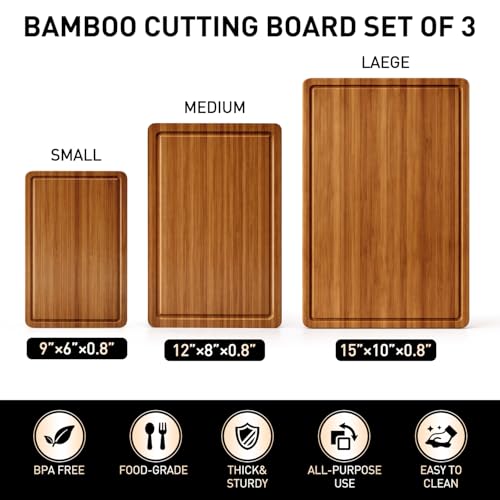 Set 3 tablas de cortar bambú con pies antideslizantes miniatura 4