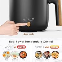 Audecook - Elektrischer Dampfgarer, tragbarer Mini-Kocher, 1,8 l, elektrischer Kochtopf mit Antihaftbeschichtung, multifunktional zum Braten/Eintopf/Dampfen, perfekt für Fensterpaste, – Ansicht 3