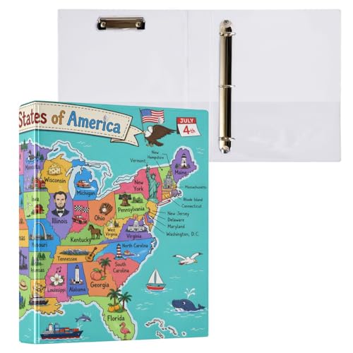 Image of 3 Ring Binder United States Map 1.5 inch Binders Three Ring Binders