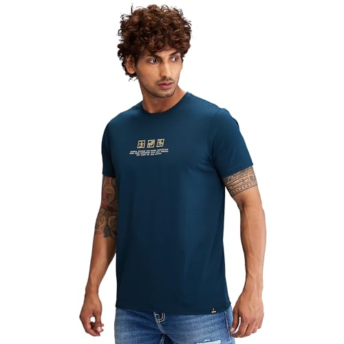 Image of Spykar Men's Slim Fit Round Neck Half Sleeve Solid Casual T-Shirt