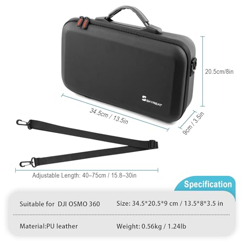 SKYREAT Tragetasche für OSMO 360 Case, kompatibel mit Action Invisible Selfie Stick, Tragbare Reisetasche für DJI Omso 360 Adventure Combo Zubehör