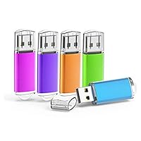 KOOTION USBメモリ32GB 5個セットUSB2.0 二年間保証 マイクロUSB フラッシュメモリー キャップ式 ストラップホール付き フラッシュドライブ（五色：青、紫、緑、赤、オレンジ）