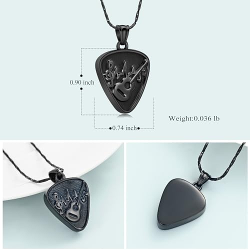Imrsanl Cremation Jewelry for Ashes Pendant Stainless Steel Music Guitar/Guitar Pick Cremation Keepsake Memorial Urn Necklace for Women Men2