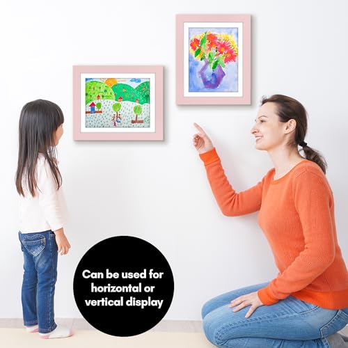 Image of Americanflat Kids Artwork Frame Changeable (Light Pink) - Magnetic Door Holds 100 Art Pieces - 8.5x11 Letter Size Display with Mat or 10x12.5 Without Mat - My Mini Masterpiece (Pack of 8)