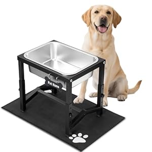 2 Gallon Elevated Large Dog Water Bowl, 4 Adjustable Height 10.5-15.8” Raised Stainless Steel Bowl Stand with Anti-Slip Mat for Large Breed, Metal Dog Feeding Station for Relief Joint Pressure