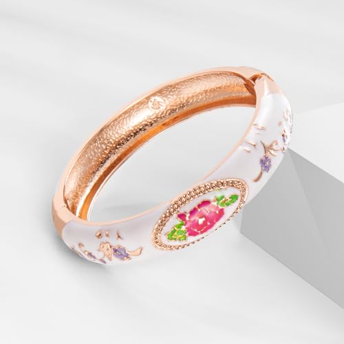 Image of UJOY Vintage Cloisonne Jewelry Handcrafted Bracelets Gorgeous Enameled Flower Plated Cuff Bangles Gifts 88A