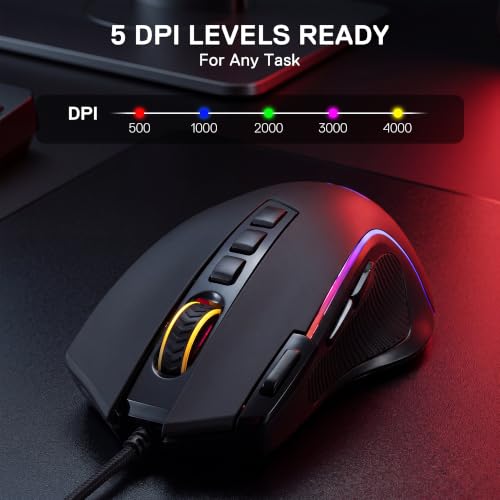 Image of Redragon CB201 Gaming Keyboard & Mouse Combo, 61 Keys K617 Wired RGB Gaming Keyboard and 8000 DPI Wired M612 Gaming Mouse Bundle, Black