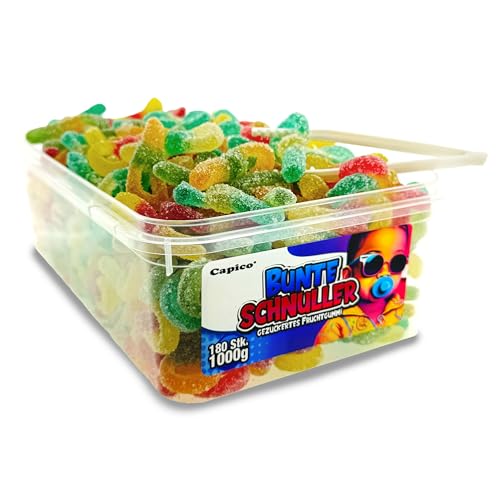 Capico Bunte Schnuller gezuckertes Fruchtgummi (1000g) in Dose, Halal