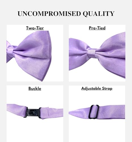 Image of MDSTYLE Bow Ties for Men Pre-Tied Adjustable - Classic Men's Bow Tie - Tuxedo Wedding Formal Bowtie Solid Color Bowties