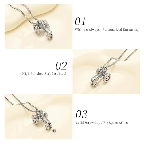 Oinsi Men Keepsake Jewelry Stainless Steel Farm Tractor Cremation Necklace For Ashes For Dad Memorial Urn Necklace Pendant3