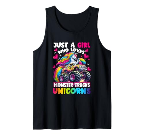 Colorido Just a Girl Who Loves Monster Truck y Unicornios Camiseta sin Mangas