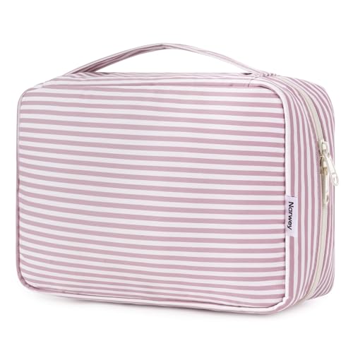 Travel Hanging Toiletry Wash Bag Toiletry Bags for Women Toiletries Bag Washbag Makeup Cosmetic Organizer for Men Girls (Dusty Rose Stripe)