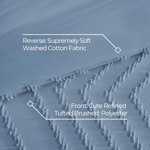 Image of Litanika Grayish Blue King Size Comforter Set with Sheets - 7 Pieces Bed in a Bag King Chevron Tufted Complete Bedding Sets with Comforter, Sheets, Pillowcases & Shams