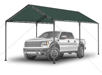 Carport 10x20ft Heavy Duty Canopy Storage Shed, Portable Garage Party Tent, Portable Garage, All-Season Tarp for Car, Truck, Party SNC24# (N/GN)