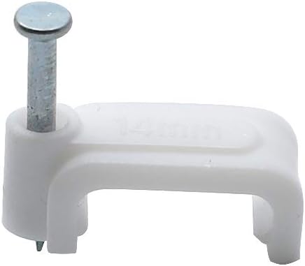 Miniatura 2 de 100pcs 0.551 in Flat Ethernet Cable Cable Clips Solo Cable Coaxial Abrazaderas con Clavo para Gestión de Cables (Blanco)