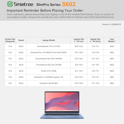 Image of Smatree SlimPro Laptop Case for 15.6 inch ASUS Chromebook CX15 CX1505