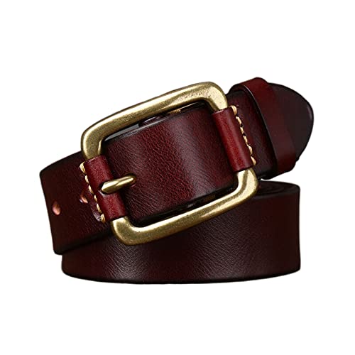 Mens Gold Buckle Belt, Casual Jeans Leather Belt in Giftbox Fashion & Classic,Reddish Brown,105cm/41.33in