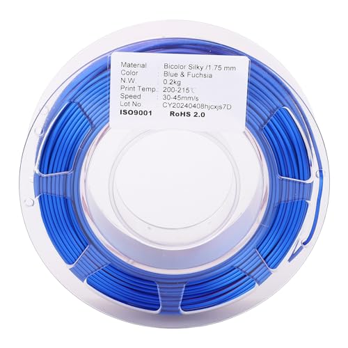 PLA Filament Dual Color Blue and Purplish Red 1.75mm 200g Silk Filament for 3D Printer