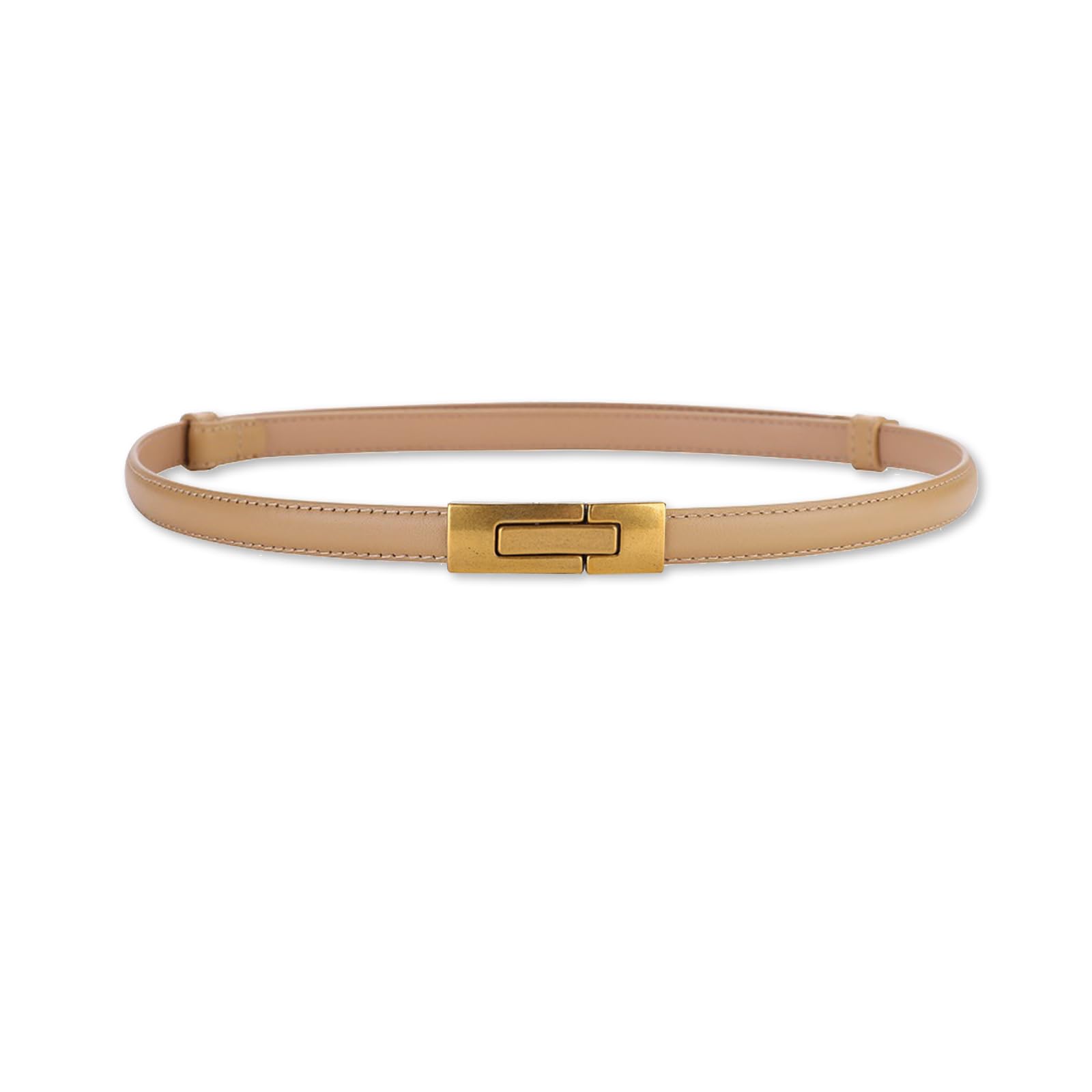 LumiSyne Women Skinny Leather Belt Simple Solid Color Vintage Metal Interlock Buckle Adjustable Thin Waist Belt Slim Belt Decoration Waistband For Dresses Jeans Pants Coat