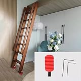 Escalera Escamoteable Escalera Escape Madera Maciza Pasamanos Dobles y Pies Antideslizantes, Escaleras de Emergencia Contra Incendios Multiuso