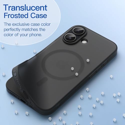 Image of DIZORO Matte Case for iPhone 17 6.3-Inch Compatible with MagSafe, Camera Lens Full Protection, Shockproof Translucent Frosted TPU Soft Phone Cover, Anti-Fingerprint (Black)