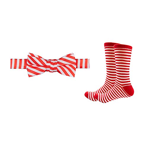 Jacob Alexander Candy Cane Red White Stripe Boys' Pre-Tied Banded Bow Tie and Socks Set