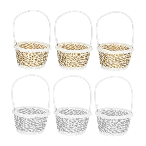 SUPVOX 6Pcs Handmade Woven Storage Basket Stylish Multi Purpose Fruit Snack Vegetable Baskets Durable Material for Easy Carrying for Home Organization and Decor