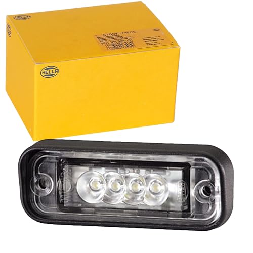 HELLA 2KA 010 278-411 Piloto de matrícula - LED - 12V - Montaje/Conexión roscada - Color de tulipa: transparente - Conector: Conector hembra plano - arriba/exterior - Cant.: 1