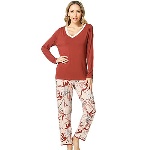 Image of GYS Women's Bamboo Viscose Long Sleeve Pajamas Set