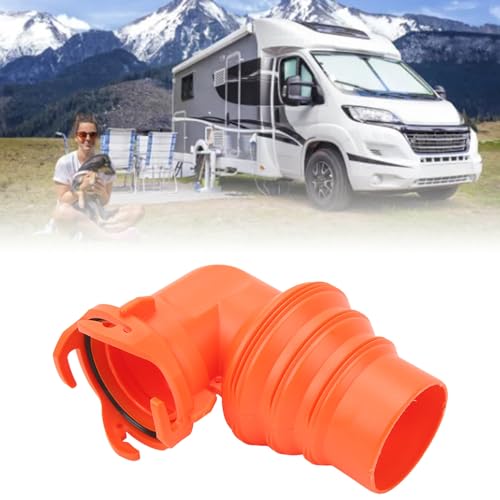 Image of Acouto RV Sewer Hose Elbow with Lid 90 Degree, Easy Installation Sewer Hose Connector, Suitable for Yacht