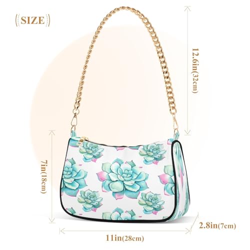 Shoulder Bag for Women Watercolor Succulent Plants Tote Handbag Crossbody Bag with Zipper Closure3