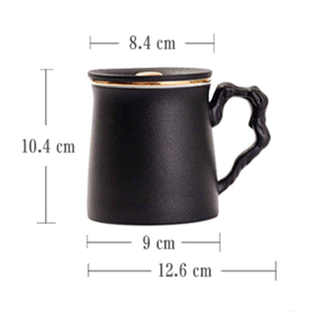 MTFBQ Tasses à Thé en Céramique Réutilisables avec Cafetière Et Couvercle, Tasses à Thé avec Poignées Intéressantes, Tasses à Thé 3 Pièces, Tasses à Thé De Bureau, Cadeaux pour Les Amateurs De Thé