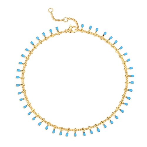 MTMY Gold Anklets for Women 14K Gold Plated Tiny Bead Anklet Colorful Tassel Foot Chain Dainty Adjustable Cute Summer Beach Boho Anklets Jewelry Gift