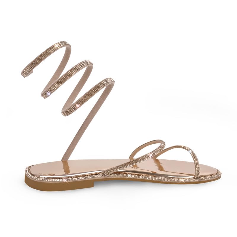 MissHeel Sparkling Rhinestone Spiral Strap Sandals4