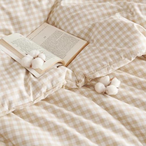 Erwinmu Gingham Comforter Set Twin Size Beige Bedding Set and 1 Pillowcase by Erwinmu - Used condition - Image 6