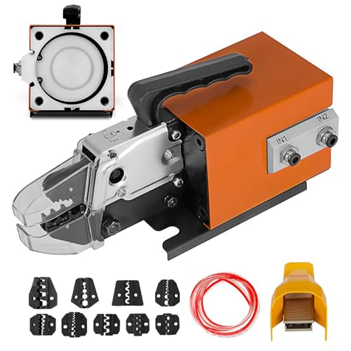 VEVOR Pince à sertir pneumatique Am-10, machine à sertir jusqu'à 16 mm², orange, avec 10 ensembles de matrices pour de nombreux types de terminaux