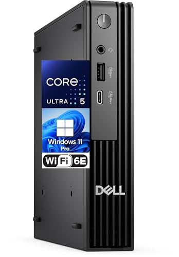 Image of Dell Pro Micro Desktop PC, Intel Ultra 5-235T (Beats i7-13700-t), 16GB RAM, 512GB NVMe SSD, AX WiFi, Bluetooth, USB-C, HDMI, DisplayPort, Windows 11 Pro w /AI Copilot - Replace Optiplex Series