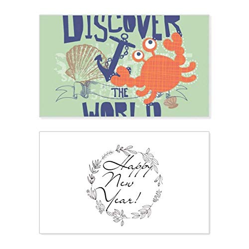 Tarjeta de Año Nuevo con mensaje de bendición y diseño de cangrejo World Crab