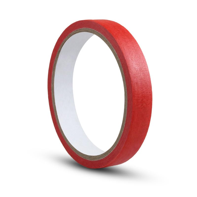 Nikovoke 2 PCS Red Masking Tape, Painters Tape for Indoor & Outdoor Painting, Suitable for Decorating DIY, Art, 10mm*50m