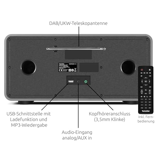 TechniSat DIGITRADIO 425 - Premium Radio mit 40 Watt Stereo Lautsprecher (DAB+, WLAN Internetradio, CD, Bluetooth, großes 4,3 Zoll Farbdisplay, Musik-Streaming, Front aus eloxiertem Aluminium) – Bild 4
